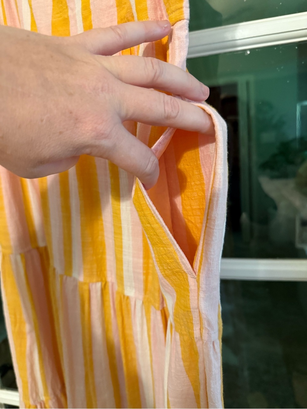 Women’s Yellow & White Striped Midi Sundress - Picture 3 of 4